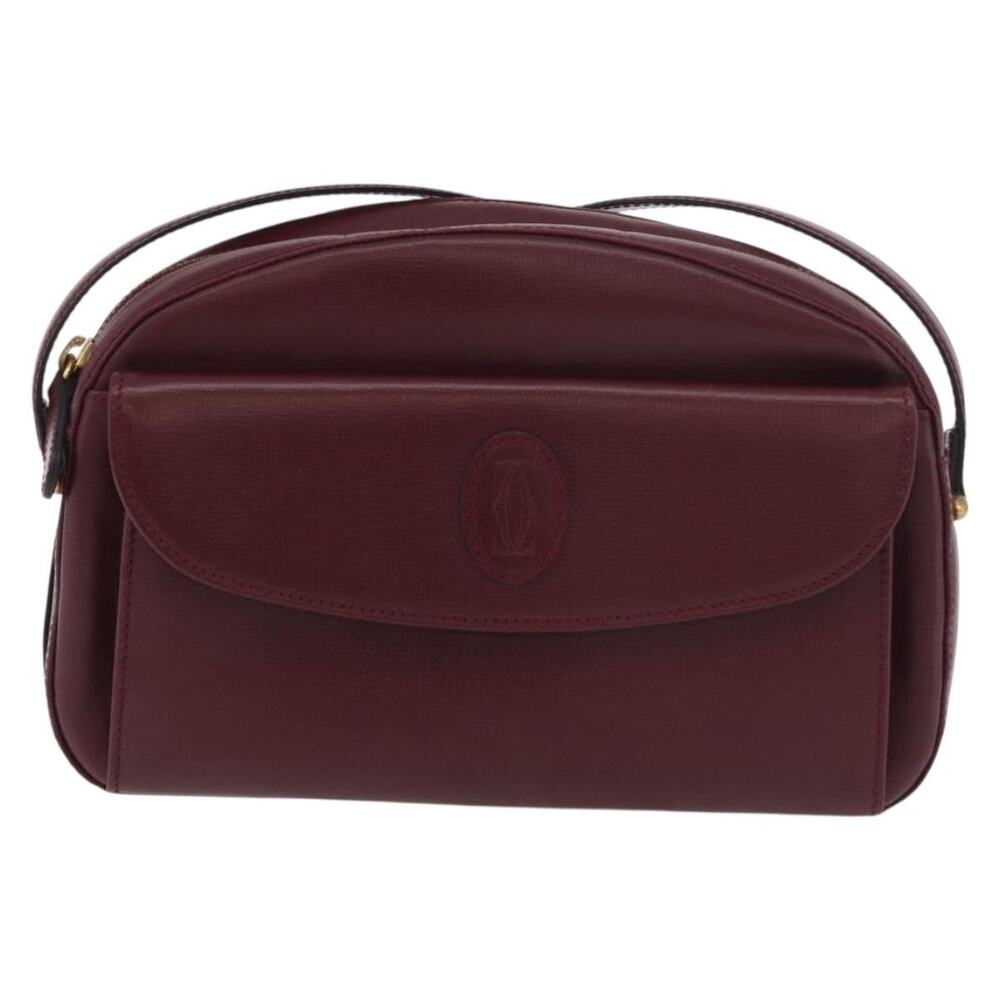 Cartier Leather Must Line Shoulder Bag Bordeaux Gold